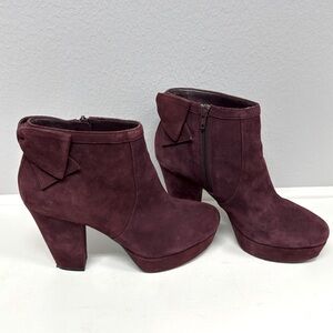 EUC Gianni Bini Eggplant Suede Platform Booties